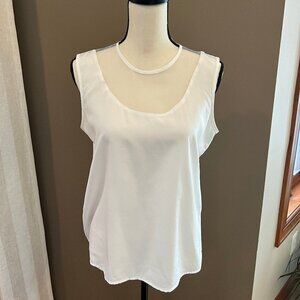 Vintage Sonya Ratay Ivory Sleeveless top with sheer neckline, Size 10